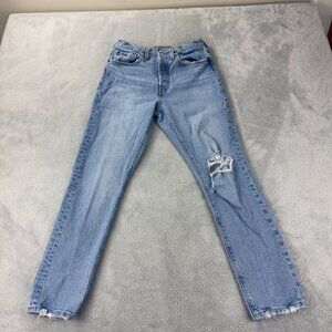 Levi's 501S Women's Size 26 x 28 Light Blue Denim Distressed Jeans